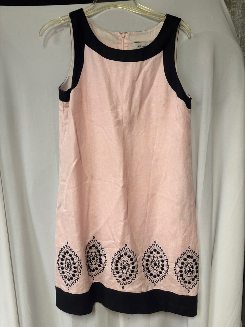 WILLOW GLEN Pink & Black Embroidered Sheath Dress